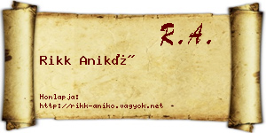Rikk Anikó névjegykártya