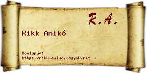 Rikk Anikó névjegykártya
